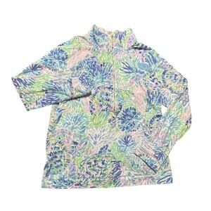Lilly Pulitzer UPF 50+ Skipper Popover Sweater 1/2 Zip Multi Medium Women EUC
